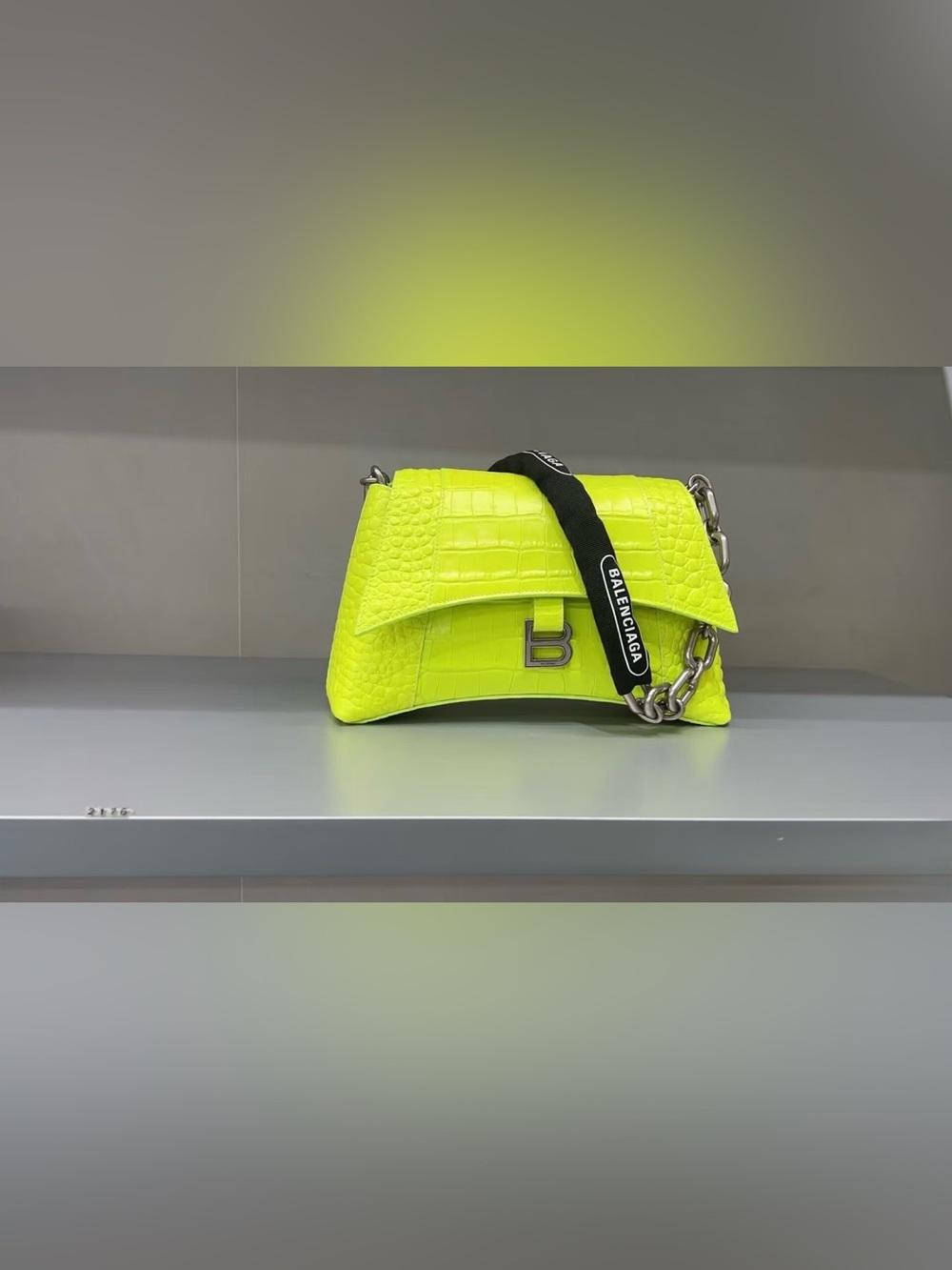 Balenciaga Fluorescent Yellow Leather Shoulder Bag